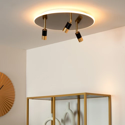Lucide JUBEL - Plafonnier - Ø 48 cm - LED - CCT - 2500K/3000K - Or Mat / Laiton - ambiance 1